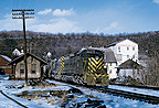 CNJ SD35 with Train AW-1 Mauser Flour Mill Treichlers, Pennsylvania post card