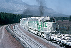 Burlington Northern Train covered with Mt. St. Helens Ash post card
