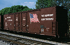 PC Vol 05 # 03 WSOR 503052 Wisconsin Southern "We Support Our Troops" boxcar Postcard