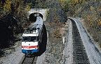 PC Vol 05 # 04 AMTK 158 Amtrak Rohr Turboliner at tunnel in Garrison, New York Postcard