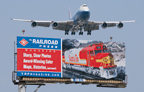 ATSF Santa Fe Billboard w/ 747 at LAX Postcard Vol 07 #17